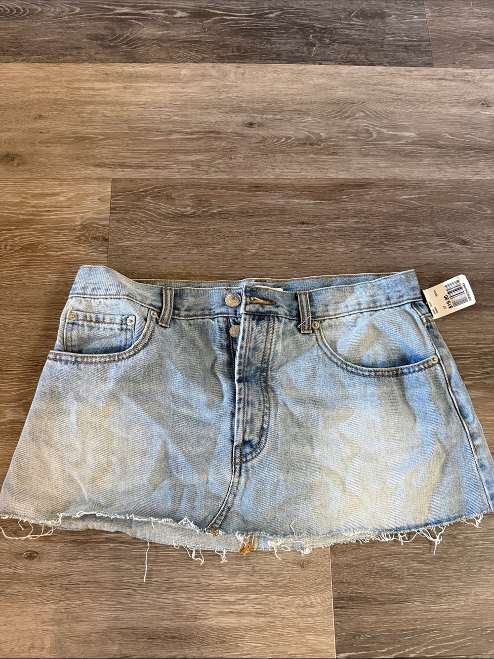 Forever 21 Light Blue Denim Mini Skirt with Frayed Hem